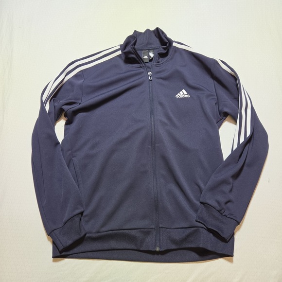 adidas Other - Adidas Track Jacket Mens 2XL Navy Blue Full Zip 3 Stripe Athletic Sportswear